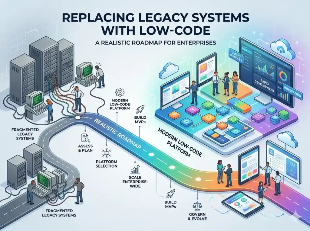 Replacing Legacy Systems with Low-Code: A Realistic Roadmap for Enterprises